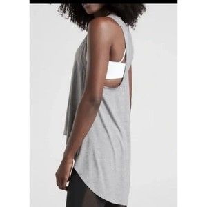 Athleta Tank Top Gray Essence Relaxed High Low Tank Sleeveless Workout